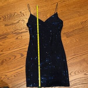 Elegant Black Dress with Blue Sequins